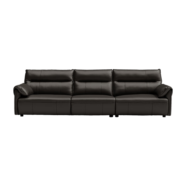 PLUS会员：芝华仕 CHEERS 真皮沙发现代简约轻奢客厅家具直排 3095 大三人黑A