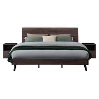 QuanU 全友 106302B 北欧简约板式床 炭黑橡木纹 180*200cm 框架款