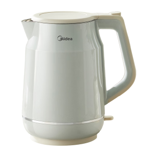 国家补贴：美的 电热水壶 烧水壶电水壶家用大容量双层防烫 不锈钢无缝内胆 2L -小绿墩