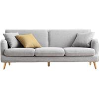 YESWOOD 源氏木语 米勒系列 Y97H01 半夏布艺沙发+抱枕*3 三人位 雾灰色+黄色