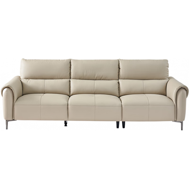 全友 112052 现代简约真皮沙发 头层牛皮实木框架 三人位