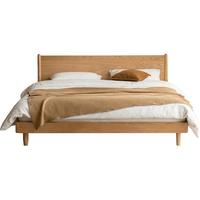 YESWOOD 源氏木语 全实木床现代简约橡木实木床北欧原木风小户型次卧床 Y00B59实木大板床1.5*2m