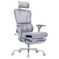 恋树L2人体工学电脑椅家用办公椅久座电竞椅子 双层网布 整椅 灰色(双层网)+脚托