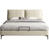 喜临门双人真皮大床 主次卧室现代简约风 2024软包皮艺床 尼亚pro 云雾米 1.8米*2米