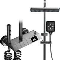 万和淋浴花洒套装冷热数显花洒全套增压花洒喷头浴室淋浴器全铜龙头 水镀灰|精铜主体|琴键数显冷热