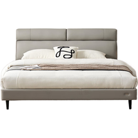 全友家居 床 双人床1.8米2米现代简约皮艺软包主卧室大床婚床116081 浅灰色|皮床单床B（京仓闪发）