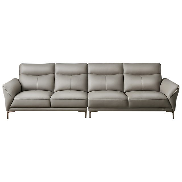 移动端、京东百亿补贴：全友 牛皮沙发102711 浅卡其色/皮沙发B（左2+右2）