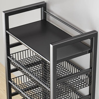 朝立厨房置物架子多层落地可移动小推车蔬菜收纳架家用多功能用具大全 50长2网1板【加厚款】送挂盒