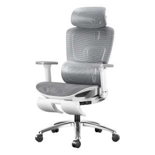 大件超省：黑白调 E2 人体工学椅电脑椅 白色高配 有脚托