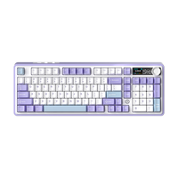 黑爵（AJAZZ）AK980三模热插拔无线机械键盘98配列Gasket结构下灯位RGB灯光客制化键盘2U0 原厂紫白蓝-美拉德轴-带屏