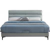 全友（QUANU）家居双人床意式软床头层牛皮悬浮灯带主卧多款式皮床105251 悬浮灯带冰湖蓝】单皮床B 1800*2000