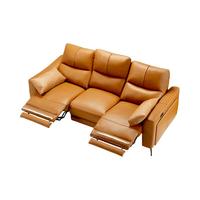 8H 电动沙发意式极简真皮沙发三人位客厅懒人沙发椅B9活力橙