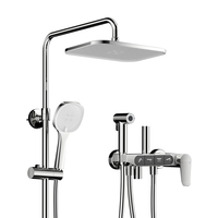 JOMOO 九牧 淋浴花洒套装自动除垢方形大顶喷淋浴器大置物增压喷枪淋雨花洒 36492