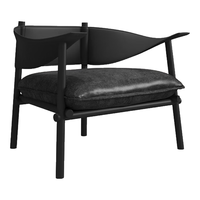 曲美家居沙发 懒人沙发椅复古中古风包豪斯沙发椅子客厅书房卧室阳台单椅 烟墨黑-疯马皮 单椅（不含靠包）