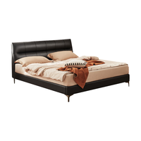 京东京造浮岛真皮床 0异味牛皮 头腰分段中古风双人床1.8x2米 黑/白