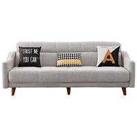 QuanU 全友 102265F 简约布艺沙发 三人位+脚凳 烟灰