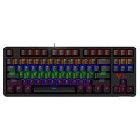 雷柏 全键无冲 机械键盘  单色背光 红轴 混光