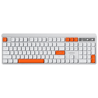 联想（Lenovo）三模有线/无线/蓝牙机械键盘 游戏电竞 家用办公 TYPE-C充电 高特矮轴 白橙双拼 GK31 纯白