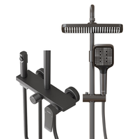 惠达（HUIDA）淋浴花洒全套装增压卫浴手持顶喷淋头下出水龙头枪灰色TS105 TS105冷热【精铜+置物台】
