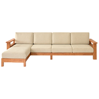 京东京造 汐木系列 D39 彼岸实木布艺沙发 四人位+贵妃 沙粒白