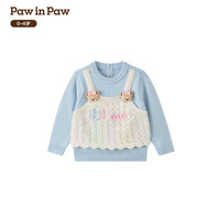 PawinPaw卡通小熊童装25年冬季女宝宝毛衣假两件 Blue蓝色/50 90