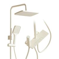 HUIDA 惠达 奶白色花洒套装家用恒温卫浴沐浴器奶油风钢琴按键花洒套装