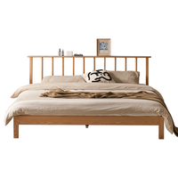 原始原素 实木床北欧原木风橡木床现代简约卧室家用1.8米双人床竖条床 竖条床（普通铺板）