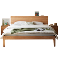 林氏家居实木床全实木床原木风双人床北欧风卧室床主卧大床家具床1.5x2米 【加高|排骨架】全实木夜光床