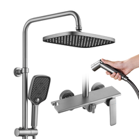  箭牌 ARROW 箭牌淋浴花洒全套装冷热精铜龙头喷头易洁手持增压喷枪顶喷暗装花洒 纤薄大顶喷枪灰34140