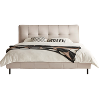 林氏家居皮艺床双人床1.8米2米主卧大床头层牛皮床卧室家具1.5米TPC129 【柔沙色】牛皮床 1.5*2.0米