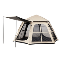 狼行者 lxz-1139-1501 黑胶六角帐篷 户外露营大空间自动速开