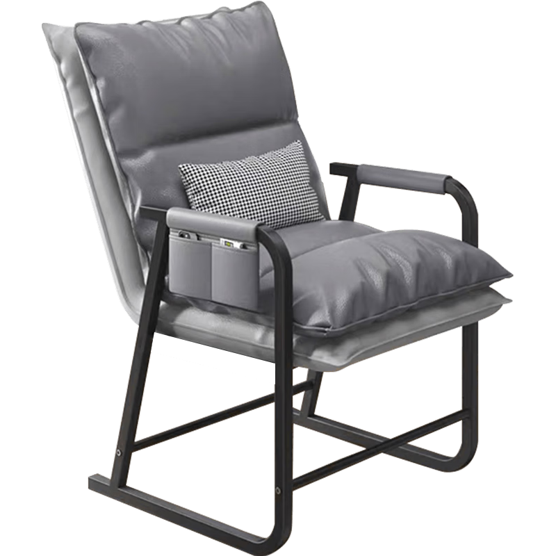 舒客艺家 电脑椅懒人沙发椅家用椅子 灰色双层加厚+抱枕单椅