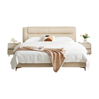 全友家居奶油风皮艺软包床1.8x2米主卧室高脚双人床次卧齐边床116111 米白1.8米床A