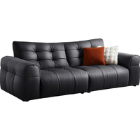 国家补贴：林氏家居 大黑熊真皮沙发客厅2024黑色头层牛皮家具林氏木业 加厚生态牛皮