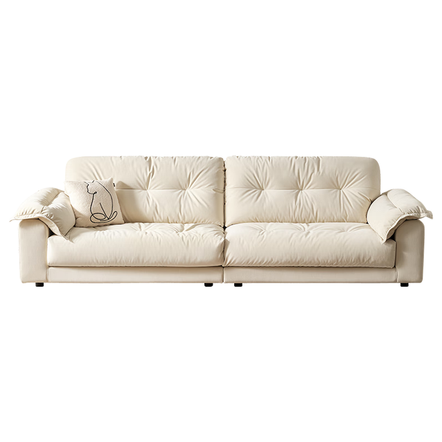 全友 家居奶油风猫爪绒直排沙发客厅家具小户型懒人沙发布艺沙发家居馆