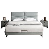 QuanU 全友 105201A 轻奢真皮床 浅灰蓝 1.8m床