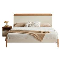 全友家居现代简约双人床1.5米单人床成人家用小户型次卧高脚床129930 奶油原木风1.5m床+床头柜1+K床垫