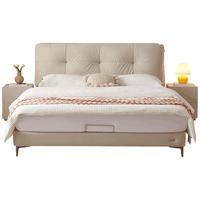 全友家居 奶油风猫抓布艺软包床1.5x2米现代简约主卧室双人大床115062 猫抓绒|软床单床（京仓闪发）