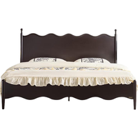 QuanU 全友 家居 法式轻奢风皮艺软包大床1.8x2米主卧室双人实木高脚床129002 黑橡色|单床B