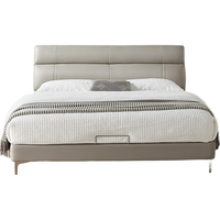QuanU 全友 105251A 轻奢现代床 浅米灰 1.5m床 牛皮标准款