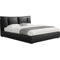 林氏家居1.8米牛皮双人床意式极简床落地真皮床高级豪华主卧大床PC667 【整张牛皮|黑色】真皮床 1.8x2.0米