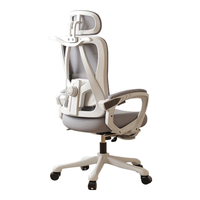 全品屋电脑椅家用人体工学椅办公椅子靠背学习转椅老板座椅游戏电竞椅 【4D腰托+透气可躺】白灰-无脚托 联动扶手 +衣架