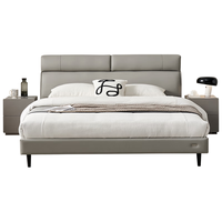 全友家居 皮艺软包床现代简约主卧室双人大床1.5x2米婚床家用116081 浅灰色|皮床单床B(厂家)