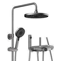 九牧(JOMOO)枪灰贴墙置物除垢一键启停定温定流淋浴花洒套装36618-783/HBS-1 【全新一键启停定温定流】36618