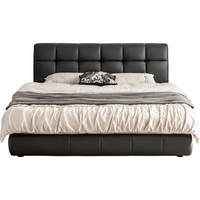 林氏家居真皮艺床双人床1.8米2米主卧大床头层牛皮床卧室家具TPC662 【乳酪白】落地床 1.8x2.0米