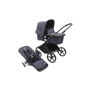 博格步（BUGABOO） (新品)荷兰BUGABOO FOX cub 博格步全功能高景观婴儿推车可坐躺 黑架风暴蓝布组