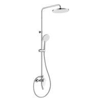 法恩莎（FAENZA）三功能旋钮淋浴套装顶喷手持可升降易洁硅胶花洒【银】F2M8842CP