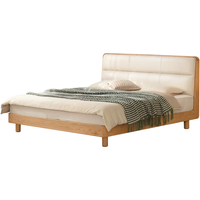 源氏木语实木床双人床主卧真皮床软靠床齐边床 椰奶白真皮1.8m (椰奶白)真皮软靠床