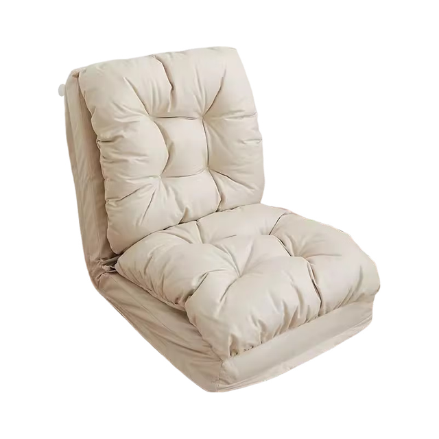 唐辑 懒人沙发小户型奶油风可坐可睡觉单人云朵榻米加厚科技布米白色 单人-60cm米白