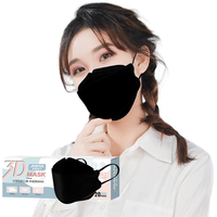 界面医疗鱼型KN95口罩3d立体女高颜值夏季黑白色一次性防尘防工业粉尘不沾口红 独立装-20只/盒（黑色）